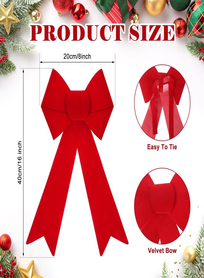Solsew Christmas Decorations 2 Pcs 16'' Large Velvet Bow Curtain Tiebacks Bow Drapery Holdbacks Tie Rope for Holiday Christmas Indoor Home Decor, Burgundy Red - Image 2